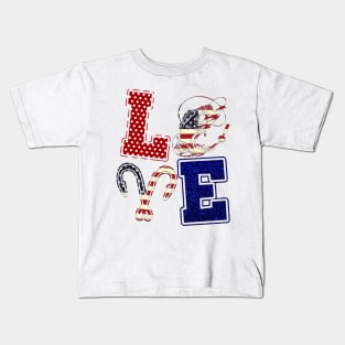 Love Fishing 4th Of July Shirt Independence Day Gift Kids T-Shirt